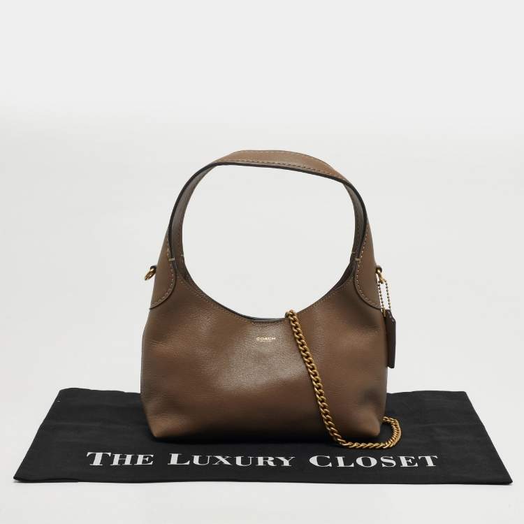 مملوكة مسبقًا Coach Brooklyn 23 Dark Beige Leather Shoulder Bag