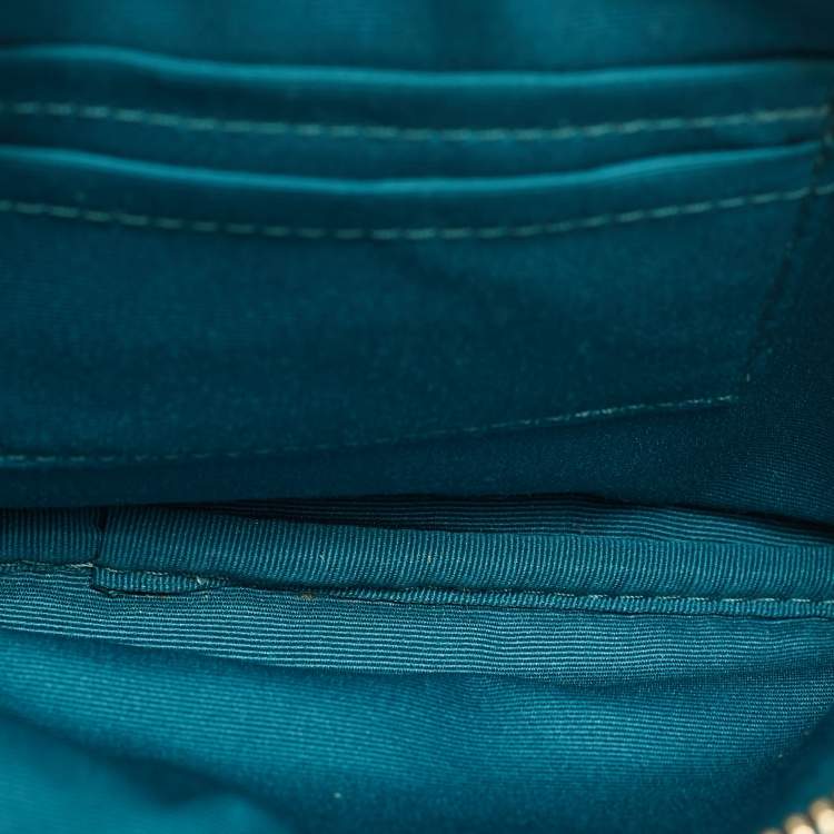 Pre Owned Coach Double Zip Teal Green Leather Camera Crossbody Bag