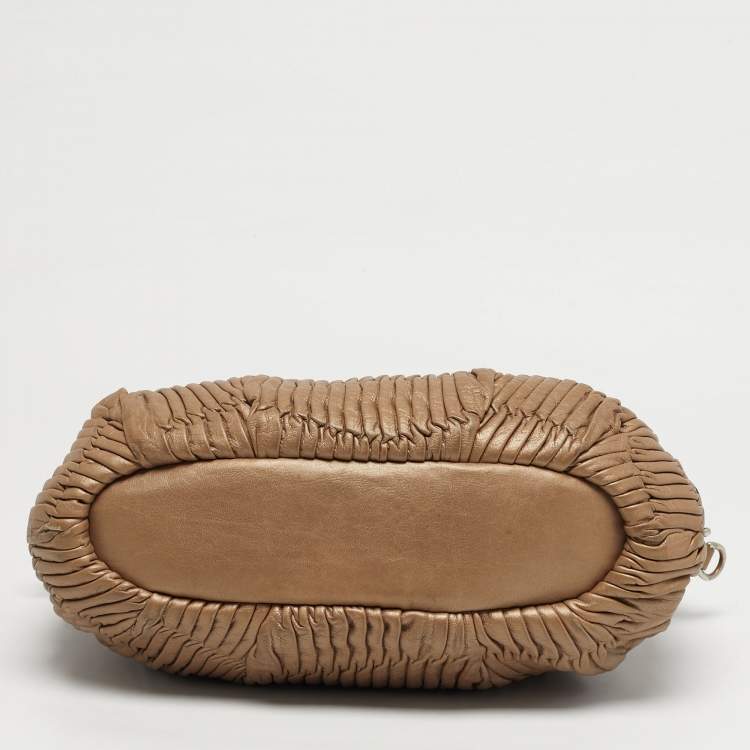 Pre Owned Coach Madison Gathered Beige Leather Satchel