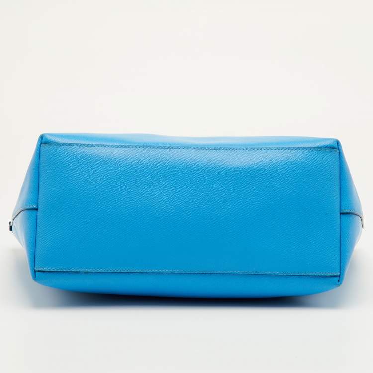 Pre Owned Coach City Blue Leather Zip Shopper Tote