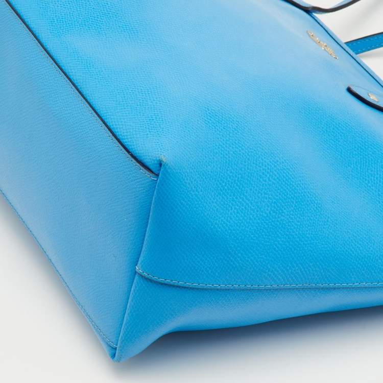 Pre Owned Coach City Blue Leather Zip Shopper Tote