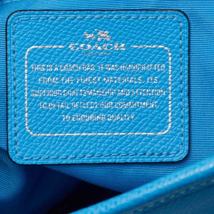 Pre Owned Coach City Blue Leather Zip Shopper Tote