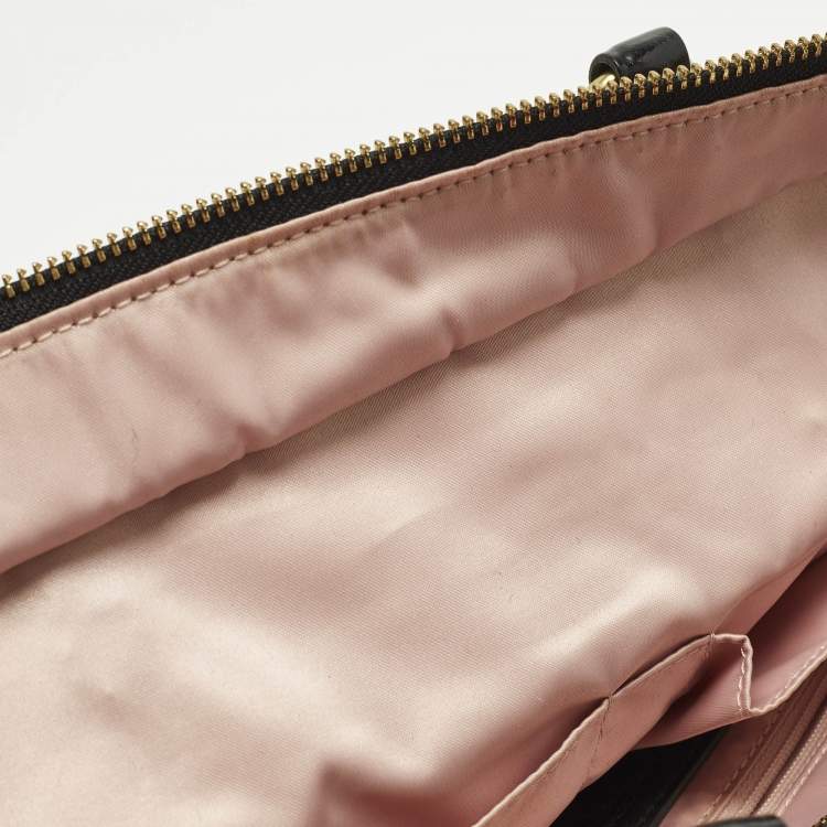 Pre Owned Coach Black/Multicolor Galaxy Tweed and Patent Leather Satchel