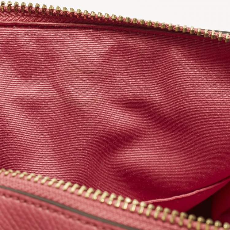 Pre Owned Coach Bennett Mini Pink/Beige Signature Coated Canvas and Leather Satchel