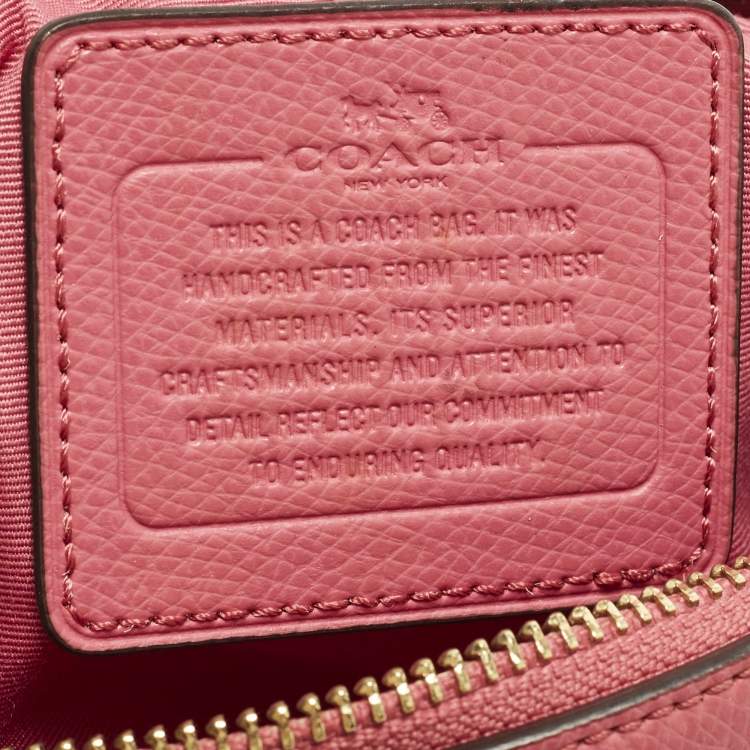 Pre Owned Coach Bennett Mini Pink/Beige Signature Coated Canvas and Leather Satchel
