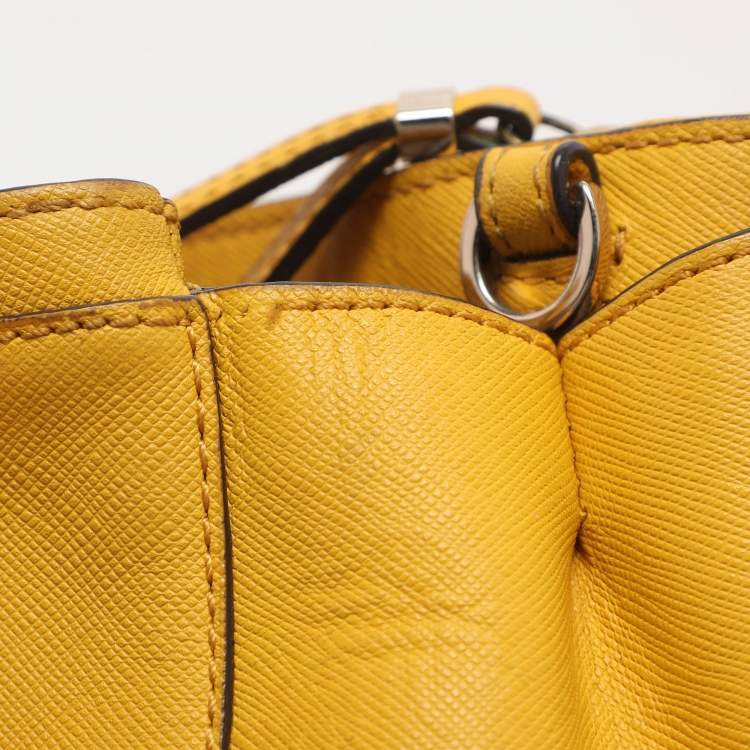 Pre Owned Coach Christie Carryall Mini Yellow Leather Satchel