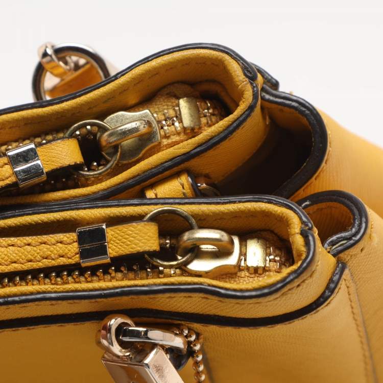 Pre Owned Coach Christie Carryall Mini Yellow Leather Satchel