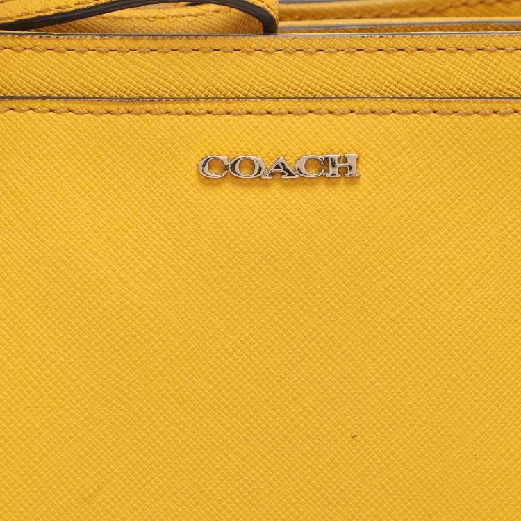 Pre Owned Coach Christie Carryall Mini Yellow Leather Satchel