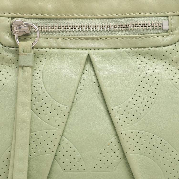 Pre Owned Coach Green Perforated Leather Shoulder Bag