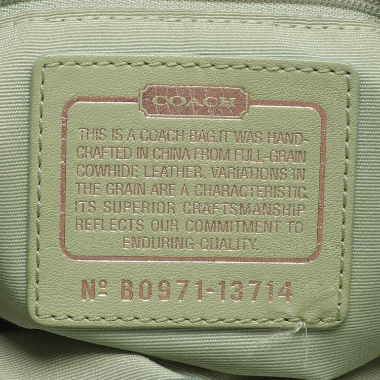 Pre Owned Coach Green Perforated Leather Shoulder Bag