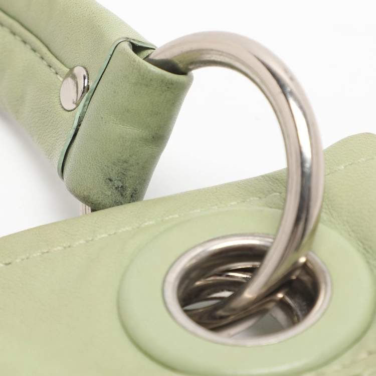 Pre Owned Coach Green Perforated Leather Shoulder Bag