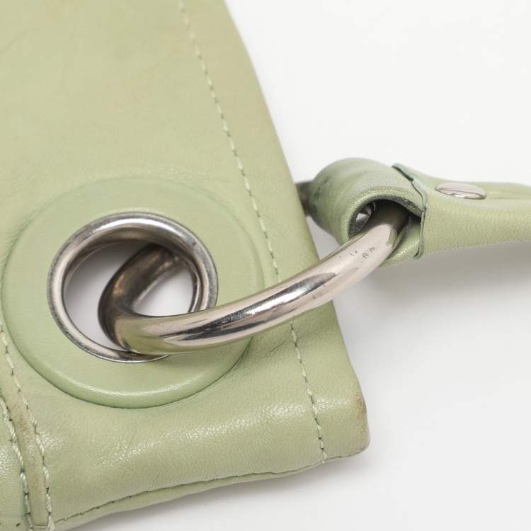 Pre Owned Coach Green Perforated Leather Shoulder Bag