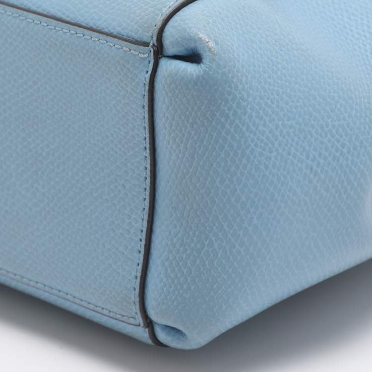 Pre Owned Coach Christie Carryall Mini Blue Leather Satchel