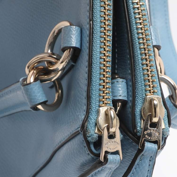 Pre Owned Coach Christie Carryall Mini Blue Leather Satchel