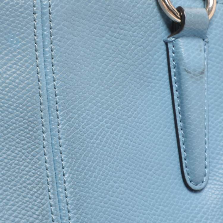 Pre Owned Coach Christie Carryall Mini Blue Leather Satchel