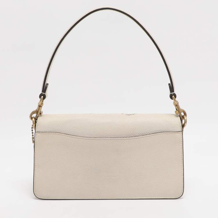 Pre Owned حقيبة كتف كوتش جلد محبب أبيض تابّي 26