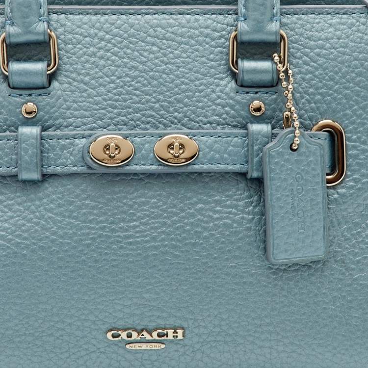 مملوكة مسبقًا Coach Blake Carryall Mini Metallic Blue Leather Crossbody Tote