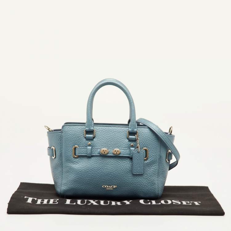 مملوكة مسبقًا Coach Blake Carryall Mini Metallic Blue Leather Crossbody Tote