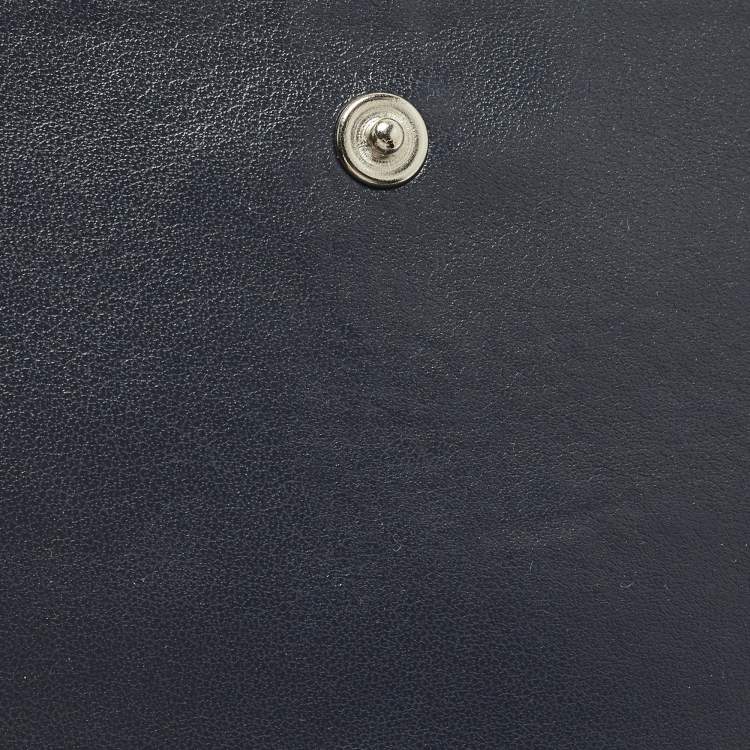 Pre Owned Coach Hayden Blue/Black Lizard Embossed Leather Wallet On Strap