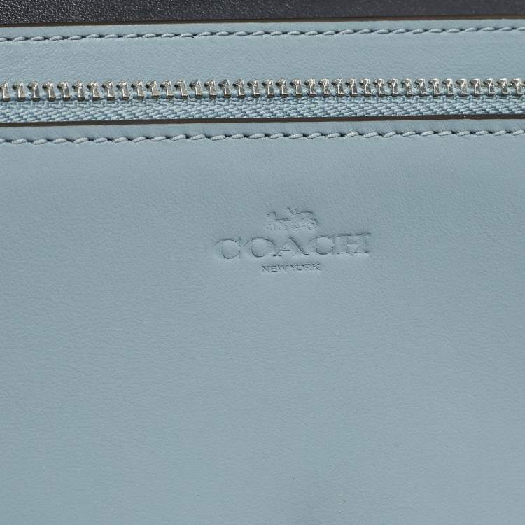 Pre Owned Coach Hayden Blue/Black Lizard Embossed Leather Wallet On Strap