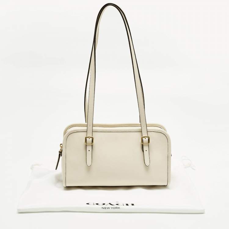 Pre Owned Coach White Leather Restored Swing Zip Bag