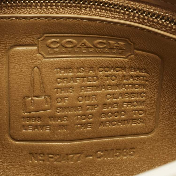 Pre Owned Coach White Leather Restored Swing Zip Bag