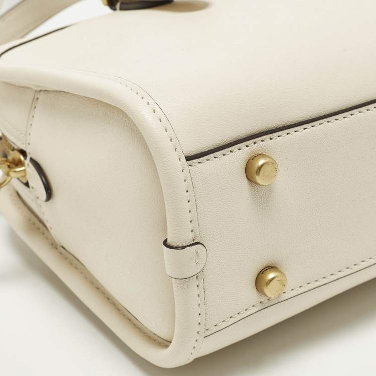 Pre Owned Coach White Leather Restored Swing Zip Bag