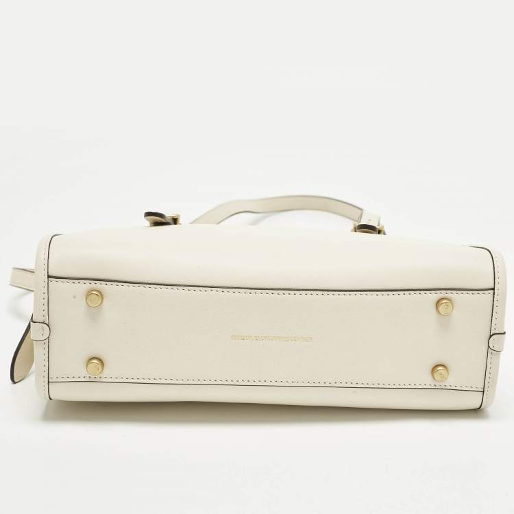 Pre Owned Coach White Leather Restored Swing Zip Bag