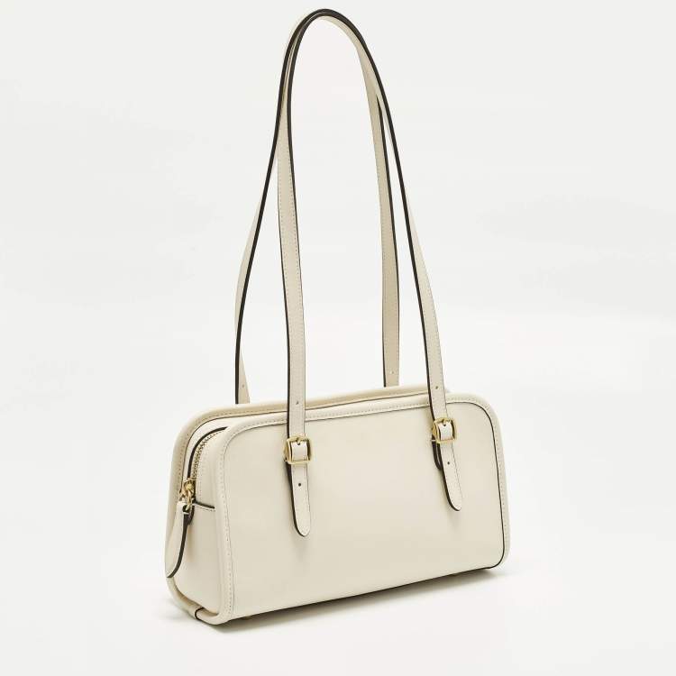 Pre Owned Coach White Leather Restored Swing Zip Bag