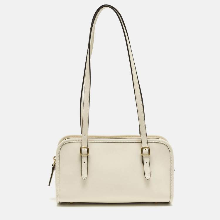 Pre Owned Coach White Leather Restored Swing Zip Bag