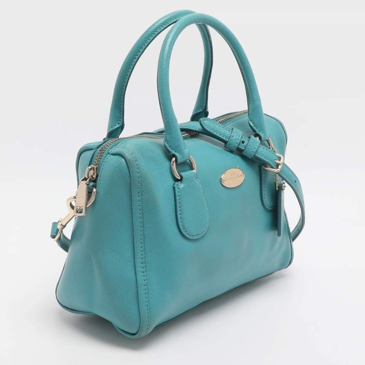 Pre Owned Coach Bennett Mini Turquoise Leather Satchel