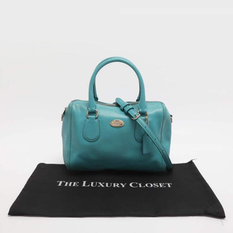 Pre Owned Coach Bennett Mini Turquoise Leather Satchel