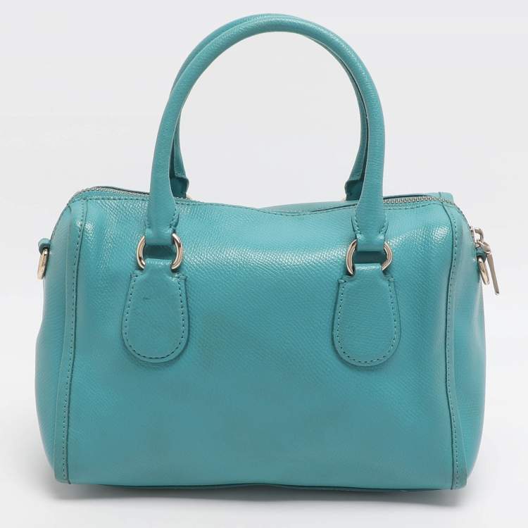 Pre Owned Coach Bennett Mini Turquoise Leather Satchel
