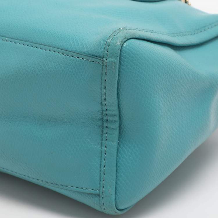 Pre Owned Coach Bennett Mini Turquoise Leather Satchel