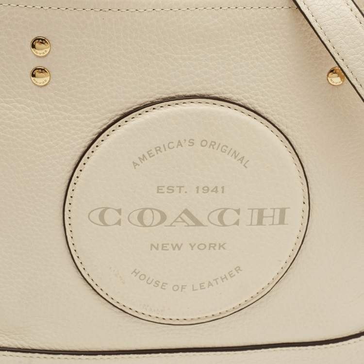 Pre Owned Coach Dempsey Carryall Off White Leather Tote