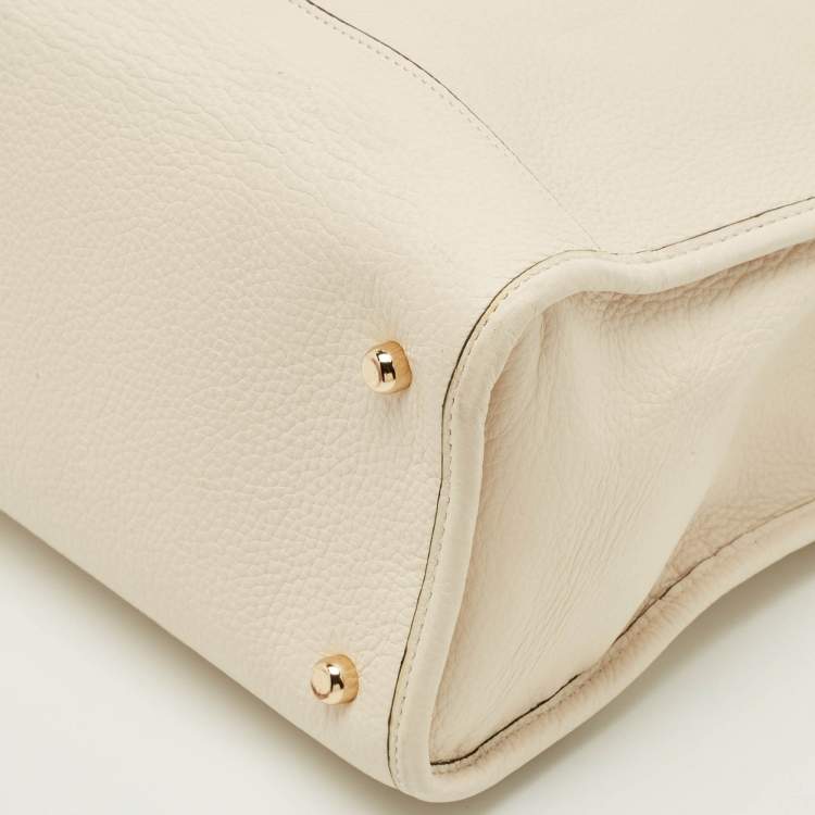 Pre Owned Coach Dempsey Carryall Off White Leather Tote