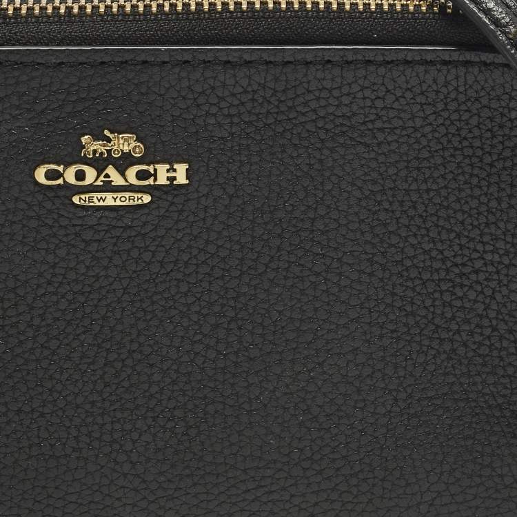 Pre Owned Coach Kira Double Zip Black Leather Crossbody Bag