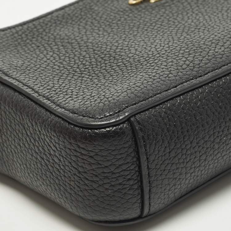 Pre Owned Coach Kira Double Zip Black Leather Crossbody Bag