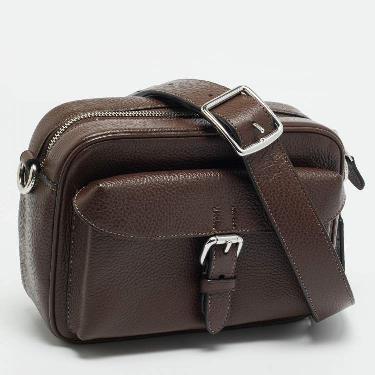 Pre Owned Coach Warner Dark Brown Leather Crossbody Bag