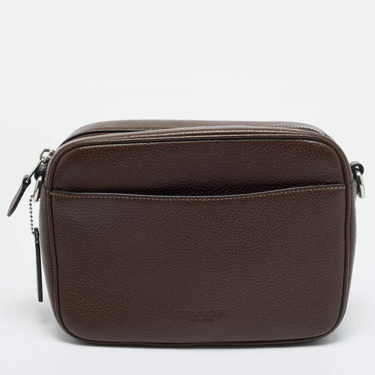 Pre Owned Coach Warner Dark Brown Leather Crossbody Bag