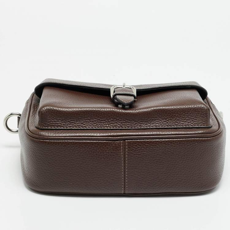 Pre Owned Coach Warner Dark Brown Leather Crossbody Bag