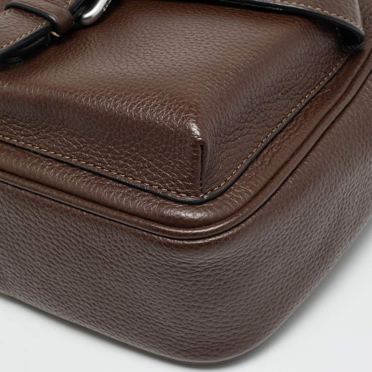 Pre Owned Coach Warner Dark Brown Leather Crossbody Bag