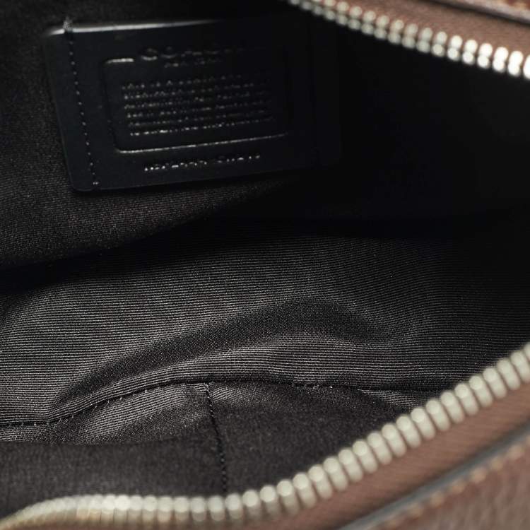 Pre Owned Coach Warner Dark Brown Leather Crossbody Bag