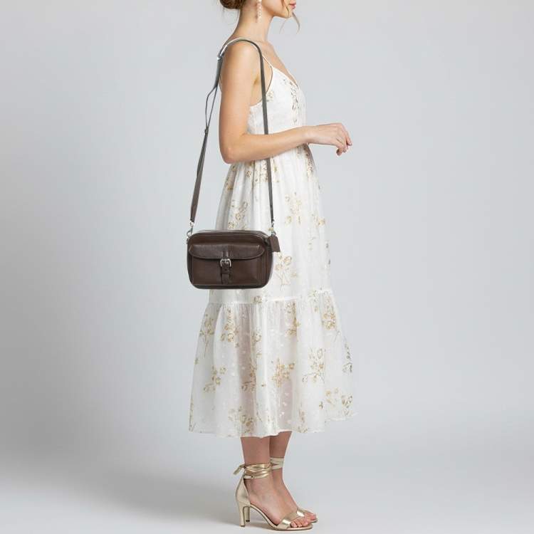 Pre Owned Coach Warner Dark Brown Leather Crossbody Bag