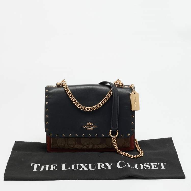 Pre Owned Coach Klare Multicolor Signature Coated Canvas, Python Embossed and Leather Crossbody Bag