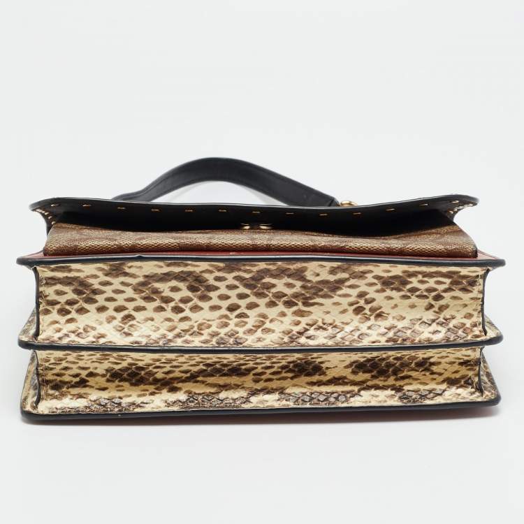 Pre Owned Coach Klare Multicolor Signature Coated Canvas, Python Embossed and Leather Crossbody Bag