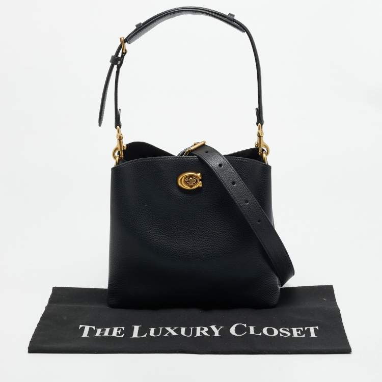 Pre Owned Coach Willow Black Leather Bucket Bag
