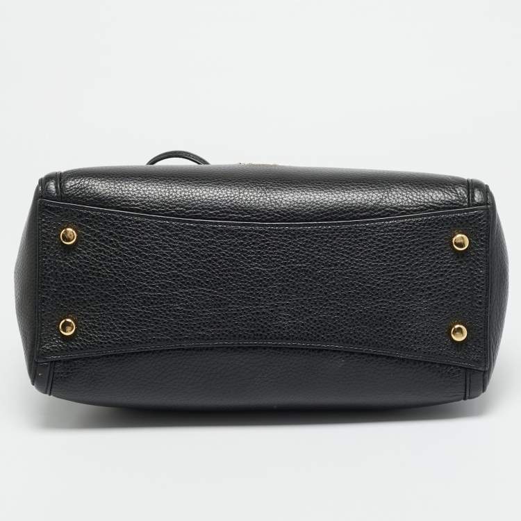 Pre Owned Coach Brooke Chain Carryall Black Leather Tote