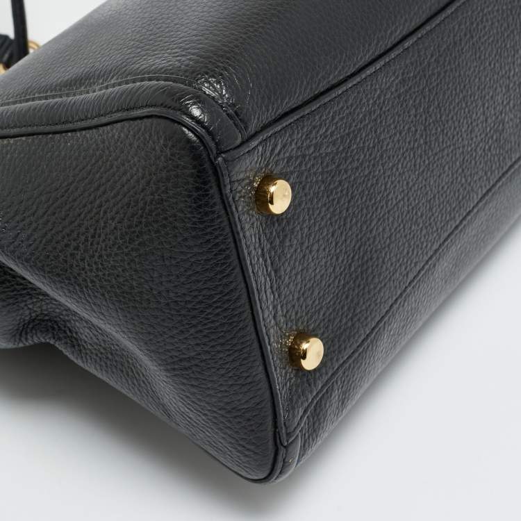 Pre Owned Coach Brooke Chain Carryall Black Leather Tote