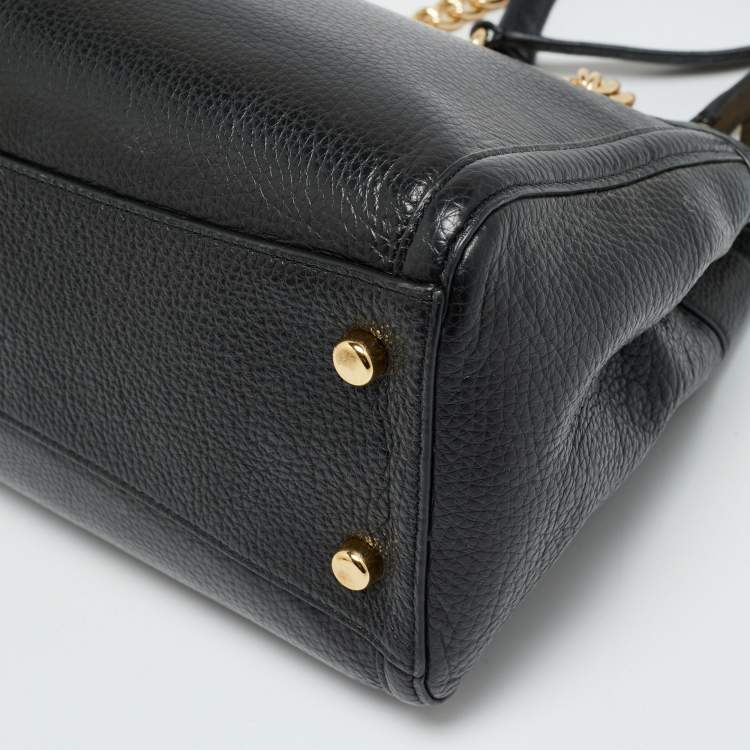 Pre Owned Coach Brooke Chain Carryall Black Leather Tote